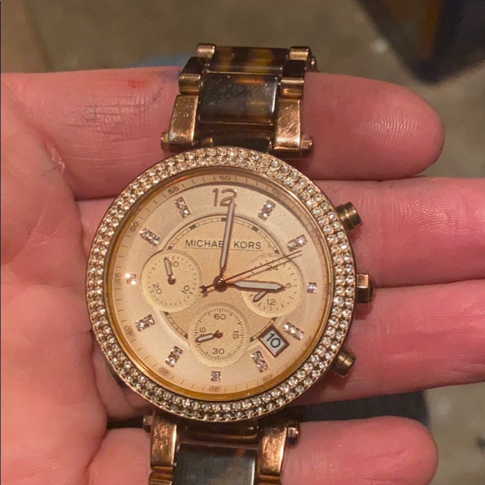 Michael kors tortoise shell and rose gold  watch